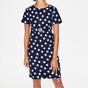Boden Navy Polka Dot Short-Sleeve Mini Dress